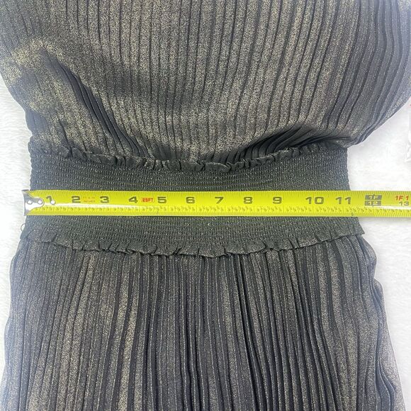 Nanette Nanette Lepore Accordion Pleated Midi Dress Size 4 Black Gold Cocktail - Picture 7 of 16